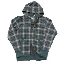 OLD UNIQLOチェック柄 フルジップパーカー フーディー グリーン M