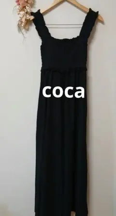 coca コカ オールインワン フリル パンツ ブラック