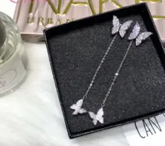 ⭐︎セレブ　人気　シルバー　2WAY バタフライピアス⭐︎