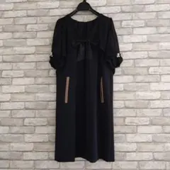 ランバンオンブルー バイカラー バックリボン ワンピース ドレス　３点セット