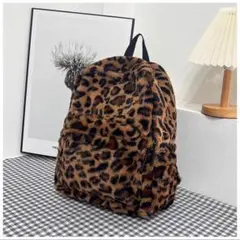 【値下げ】ヒョウ柄 リュック もこもこ 韓国ファッション Y2K ストリート