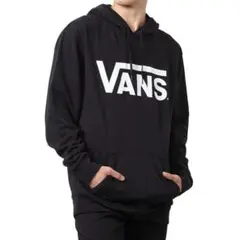 【L/新品】VANS プルオーバー パーカー ブラック ロゴプリント 裏起毛