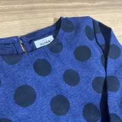 PAIR MANON ネイビー ドット柄 長袖ワンピース
