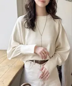 classicalelf/袖パフ ラグランコンパクト スウェットライクニット M