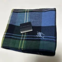 新品未使用　Burberryタオルハンカチ　ブルーネイビーグリーンチェック