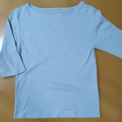 未使用　水色 五分袖 Tシャツ M-L 綿100%
