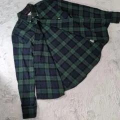 ✨Arnold Palmer M 緑と黒のチェック柄フランネルシャツ 綿100%