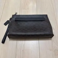COACH コーチクラッチバッグ セカンドバック　シグネチャーダークブラウン