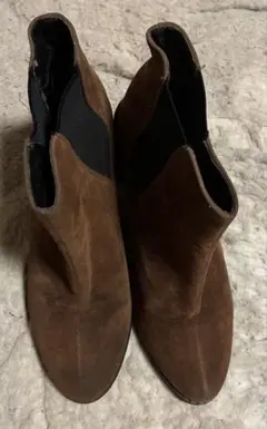 最終出品！ スエード素材 茶色ショートブーツ Lサイズ 7cmヒール