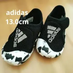 美品　adidas ベビーサンダル 黒/白 カモフラージュ13.0cm　メッシュ