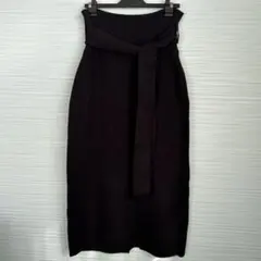 アズール ニットタイトスカートウエストリボン付き