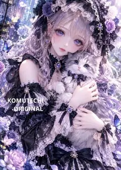 ゴスロリ風2/5 　猫と少女のデジタルアート　2L判