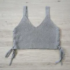 【KHALITA】スパンコール かぎ編み ニットビスチェ グレー Mサイズのサムネイル