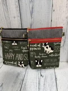 ユキッキ様専用ページ・フレブル柄Wファスナーポーチ2点