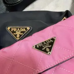 PRADA ピンク キルティング三つ折り財布　ノベルティーショルダーバッグ