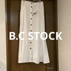 新品 B.C STOCKフロントボタン ロングスカート ホワイト　F綿100%のサムネイル