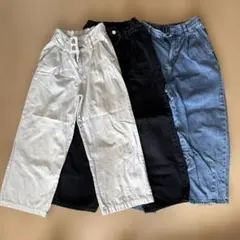 t*t様 GU デニムセット S 140 ワイドパンツ　バレルレッグジーンズ　ジ