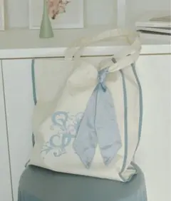 SNIDEL HOME エンブレムトートバッグ ブルー