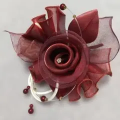 東京イギン コサージュ 赤系 ワインレッド