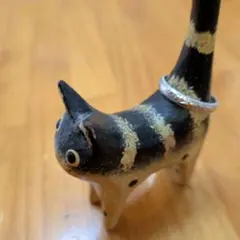 木彫り 猫君　 リングスタンド