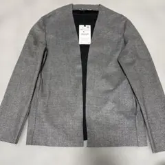 新品　ZARA ザラ　ノーカラー　襟なし　ジャケット グレー　S-Mサイズ相当
