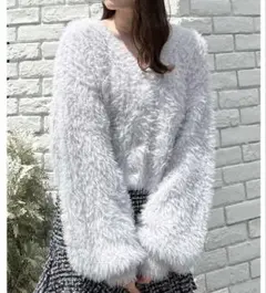 INGNI イング ラメフェザーヤーンニットカーディガン グレー M