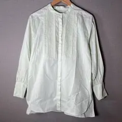 グリーンレーベル バンドカラーシャツ ピンタック 淡いミント (F)