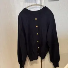 ボタン付き黒長袖カーディガンのサムネイル
