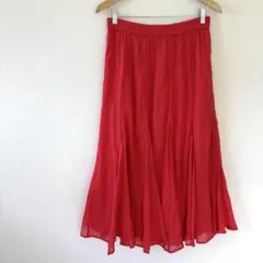【ジャーナルスタンダード】ロングフレアスカート　Ｓ　赤レッド系　ウエストゴム