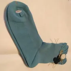 185 ph 白詰草モチーフ付き青ニットソックス