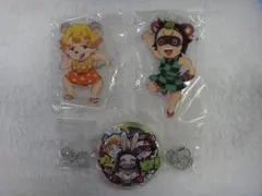 鬼滅の刃　アクリルチャーム チュウ逸(善逸)ポン治郎(炭治郎)/ 缶バッジ 3点