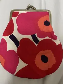 marimekko がま口 ポーチ 花柄 ピンク レッドのサムネイル