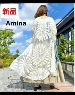 アミナ プラチナムカーディガン ワンピース 刺繍 レース ボタニカル 羽織のサムネイル