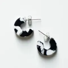 NAT＋NOOR◆サスティナブルマーブルフープピアス◆酢酸セルロース