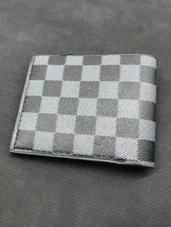 チェック柄 二つ折り財布 ブラック/グレーtr