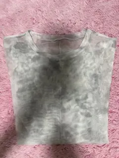 GU シアーTシャツ グレー マーブル柄 半袖 Lサイズ