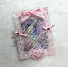ハンドメイド トレカケース 硬質ケースデコ レースデコ ピンク