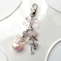 ビーズキーホルダー　ビーズストラップ　シール帳　ピンク　ウィッシュコア　スクバ