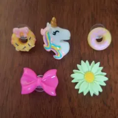 ジビッツ 5個セット ユニコーン サンダルデコレーション