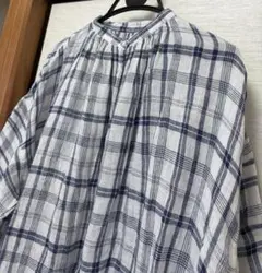 ネストローブ　リネンガーゼチェックワンピース