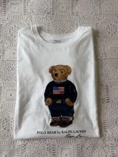 ラルフローレン Tシャツ ポロベアー ホワイト 星条旗ニット M 美品 