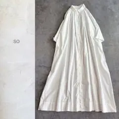 so ⿻ コットン ギャザーワンピース 春夏 ナチュラル 白 ルーズ 薄手