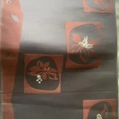 新品　名古屋帯 グレー地にとオレンジ花柄刺繍　未仕立て