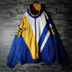 昔のジャージ☆90sヒットユニオンプーマ バックロゴ 刺繍ロゴ チェッカー柄