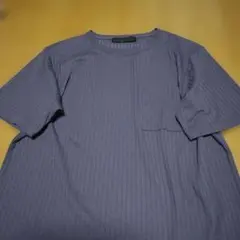 SENSE OF PLACE リブ編み紫色Tシャツ 半袖 左胸ポケット