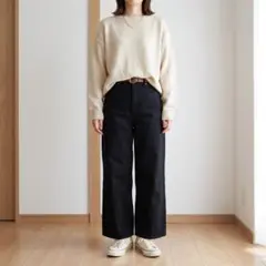 ブルドヴェルダン S 黒 ブラックデニム ワイドパンツ オールシーズン