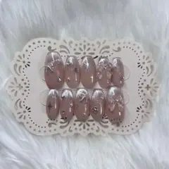 マグネットフレンチ　ワンホン　リボン　ネイルチップ　ショートバレリーナ