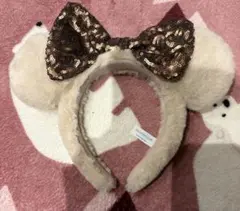 耳付きスパンコールリボンカチューシャ