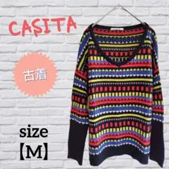 古着 CASITA Vネックセーター Mサイズ 多色 個性的 長袖