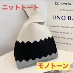 ニットトート 手提げ バッグ 手提げ袋 ミニバッグ ミニトート　モノトーン
